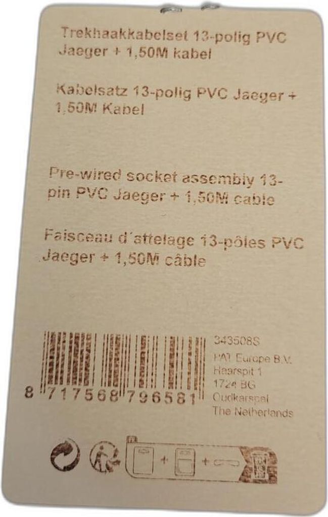 Vorverdrahtete 13-polige PVC-Buchse vom Typ Jaeger + 1,50 m langes Kabel im Blister