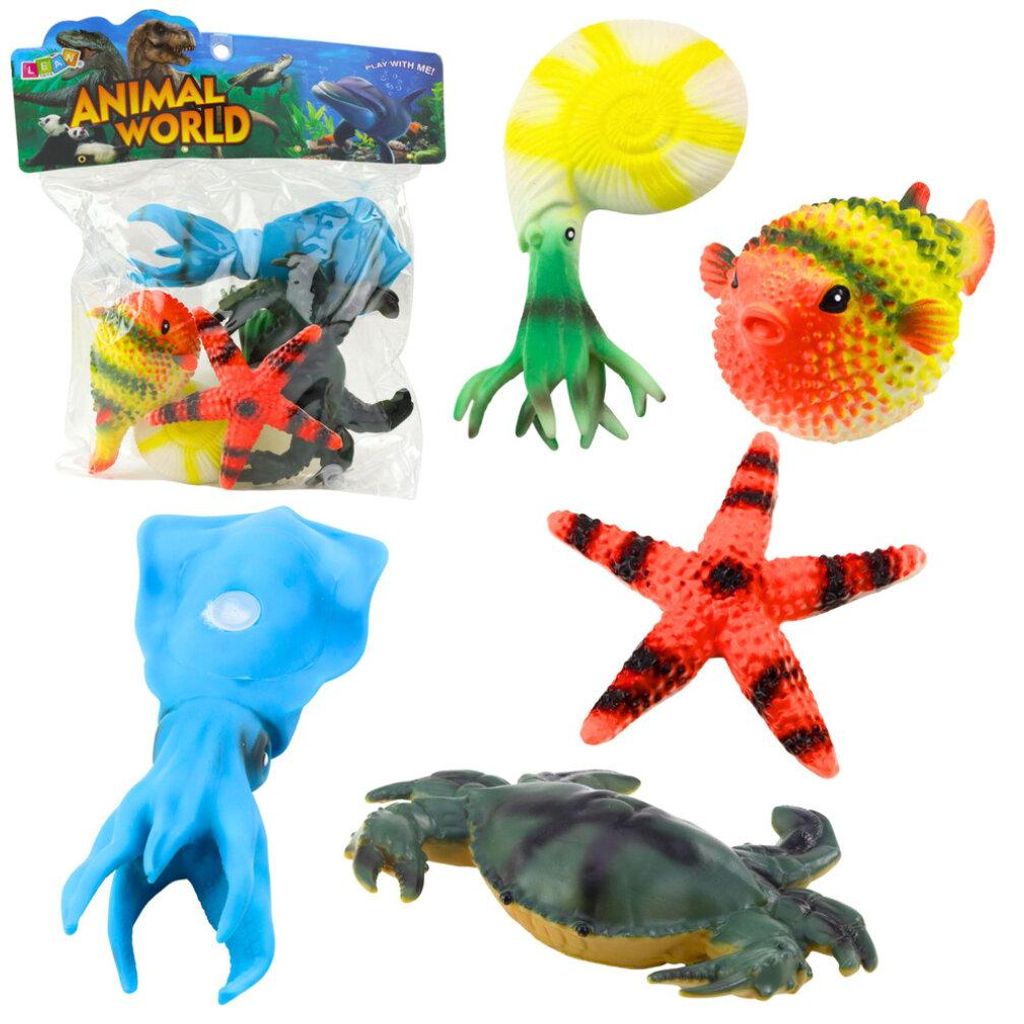 Figurenset Meerestiere Krabbe Seestern Tintenfisch Ammonit 5tlg.