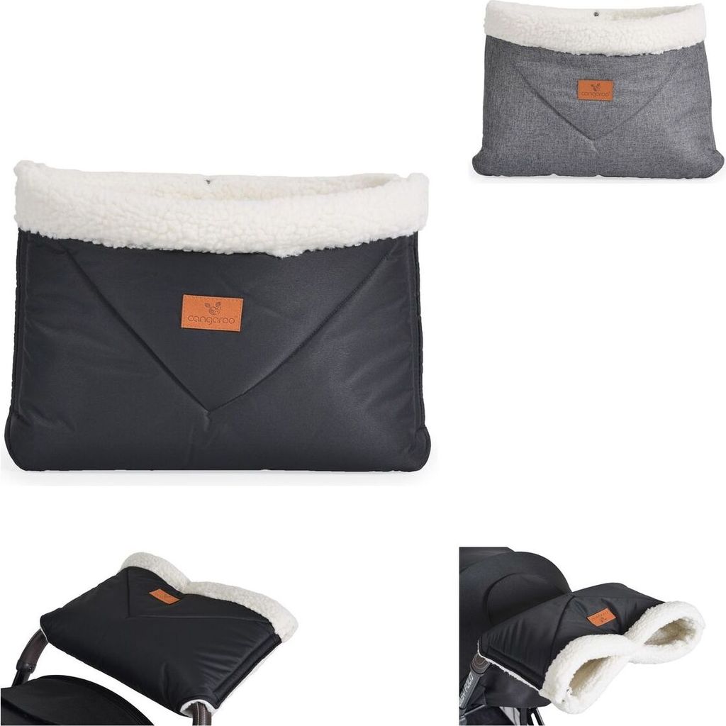 Cangaroo Kinderwagen-Handwärmer Luxe Handmuff für den Kinderwagen Selbstverschluss schwarz