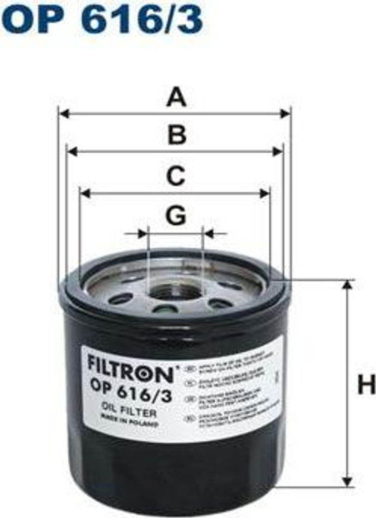 FILTRON OP 616/3 Ölfilter OE 04E115561 kompatibel mit Golf VII, Golf VIII, Golf VI, Golf Sportsvan, CC, Caddy, Beetle, Arteon, Yeti, Superb, Scala...
