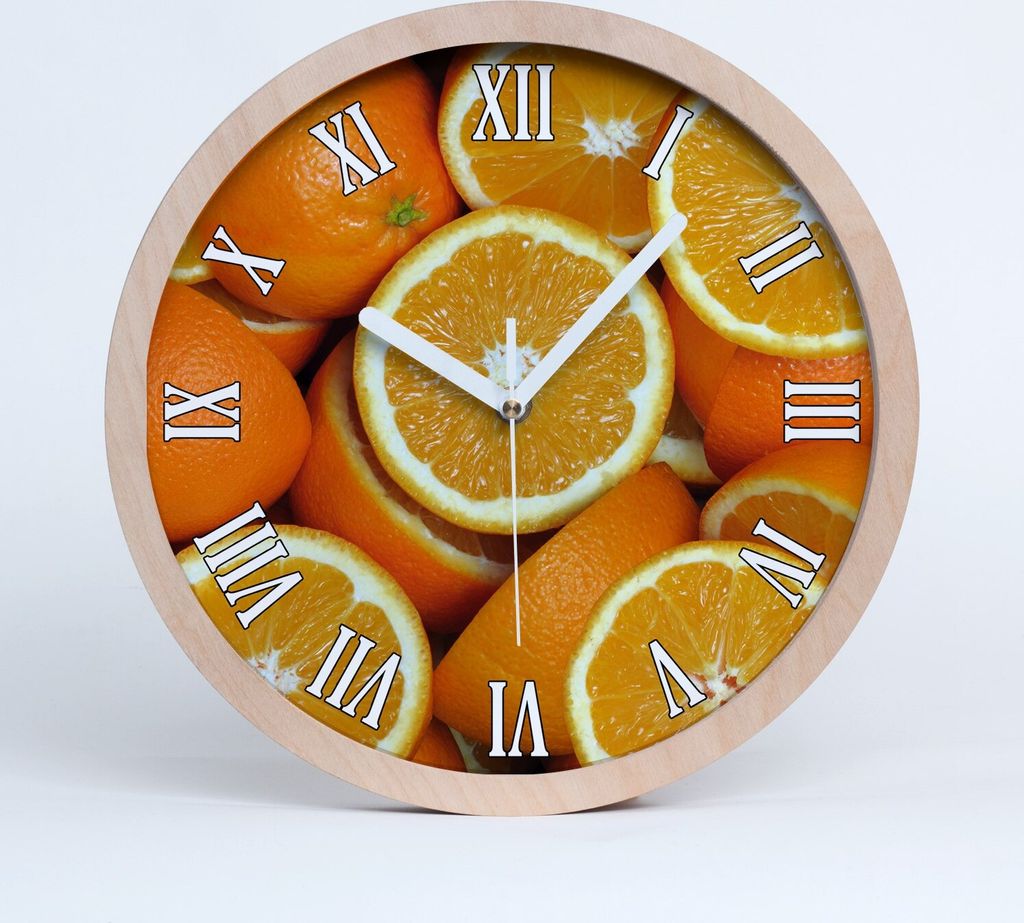 Holzuhr 20fi cm wanduhr - weiße Spitzen - Orangenhälften