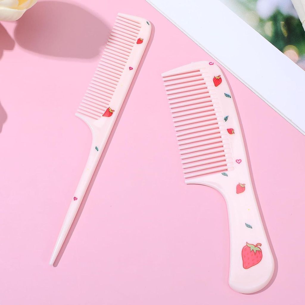 Kinder Haarbürste und Kamm Set - 2 Stück Rattenschwanzkämme - feine Zähne - antistatisch - für Mädchen und Frauen mit Locken