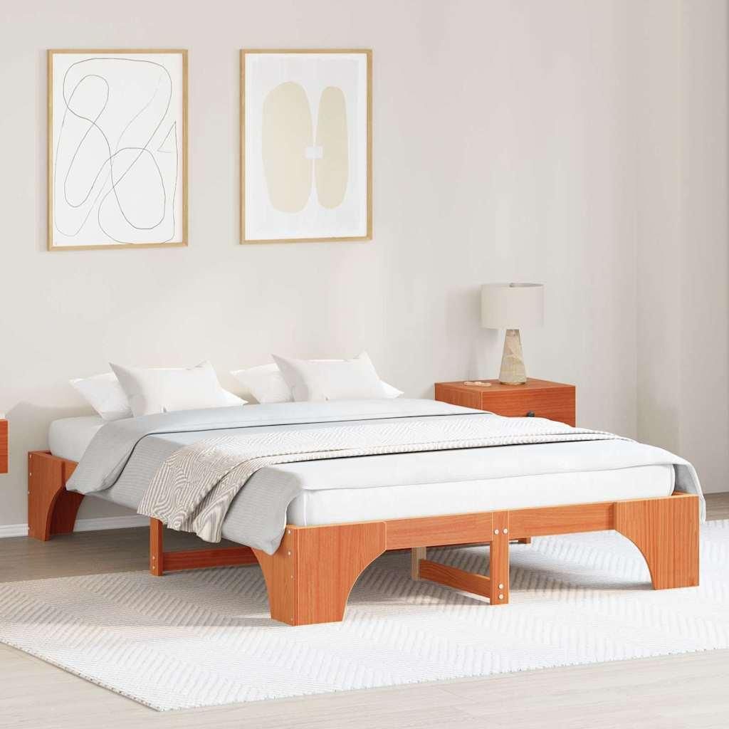 Maison Exclusive - Bettrahmen Wachsbraun 140 x 200 cm Massives Kiefernholz