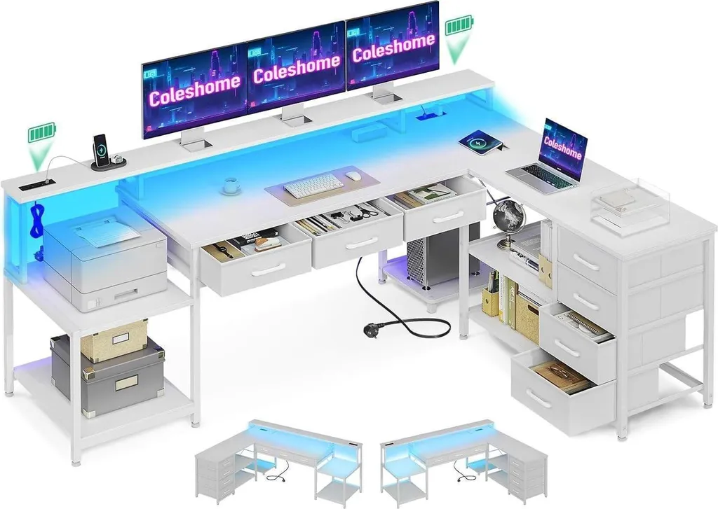 Bureau de jeu LED RGB avec 7 Modes de Lumière - Châssis Acier Robuste