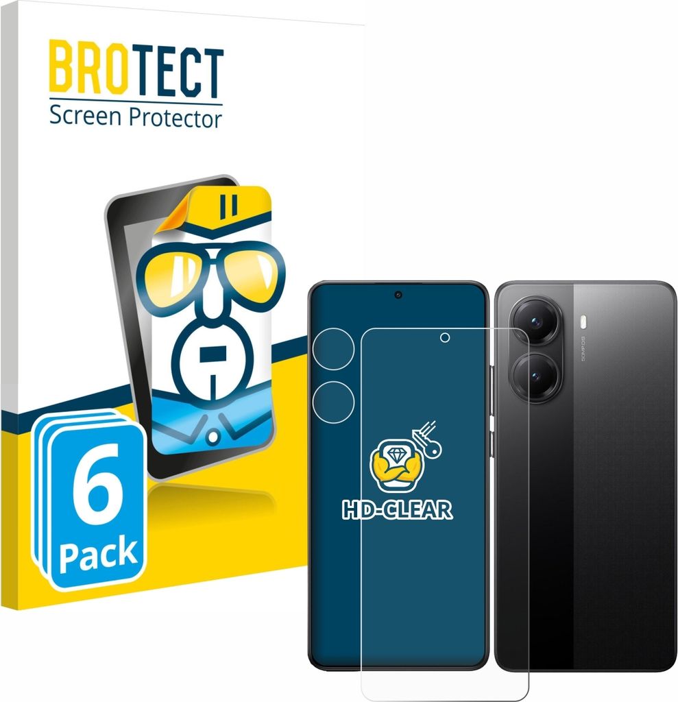 6x Für Xiaomi Poco X7 Pro (Display+Kamera) Schutzfolie BROTECT Displayschutz Display Schutz Folie Klar Transparent