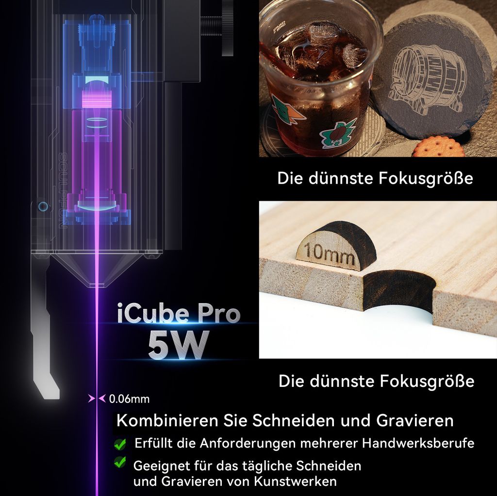 SCULPFUN iCube Pro 5W Graviermaschine mit Lightburn Produktbild 5