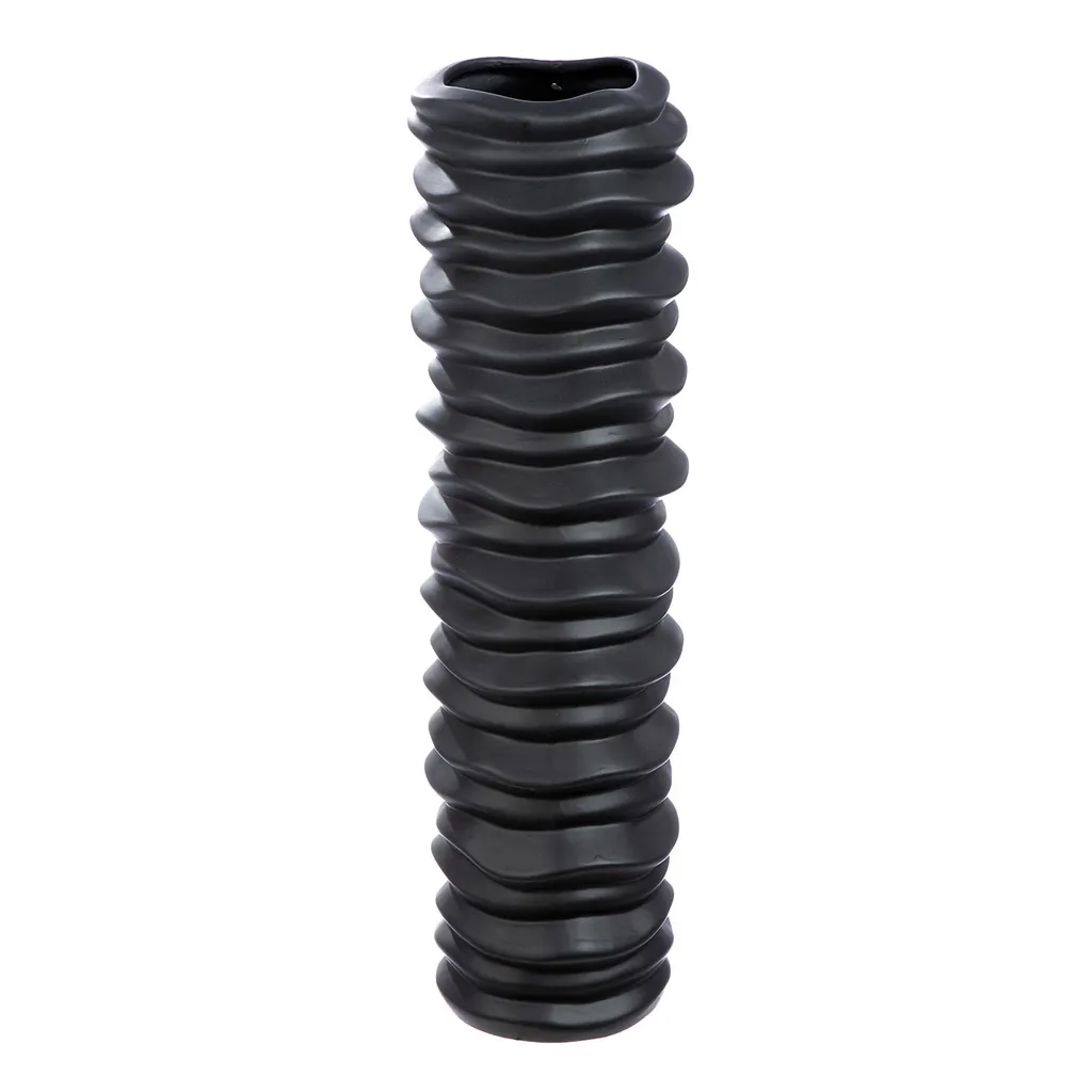 Vase cylindrique noir 58 cm en céramique Rillo haute qualité Gilde