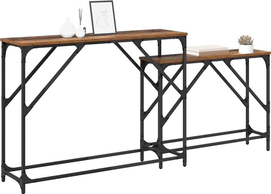 “2026 Modern“ Konsolentisch 2 pcs - Montage erforderlich - Altholz 100 x 28 x 75cm Holzwerkstoff - Designermöbel 781167 - Konsolentische