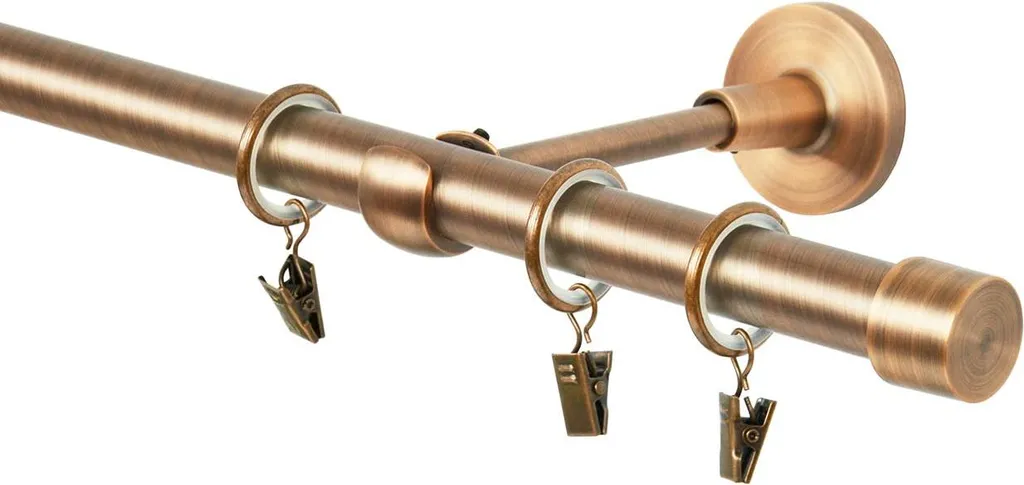 Gardinenstange 1 läufig Vorhangstange 19mm Kupfer Antik