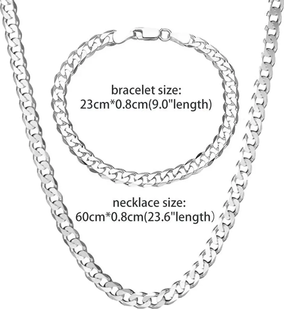 Set Collier 60cm et Bracelet Argent pour Tenue de Soirée et Quotidien