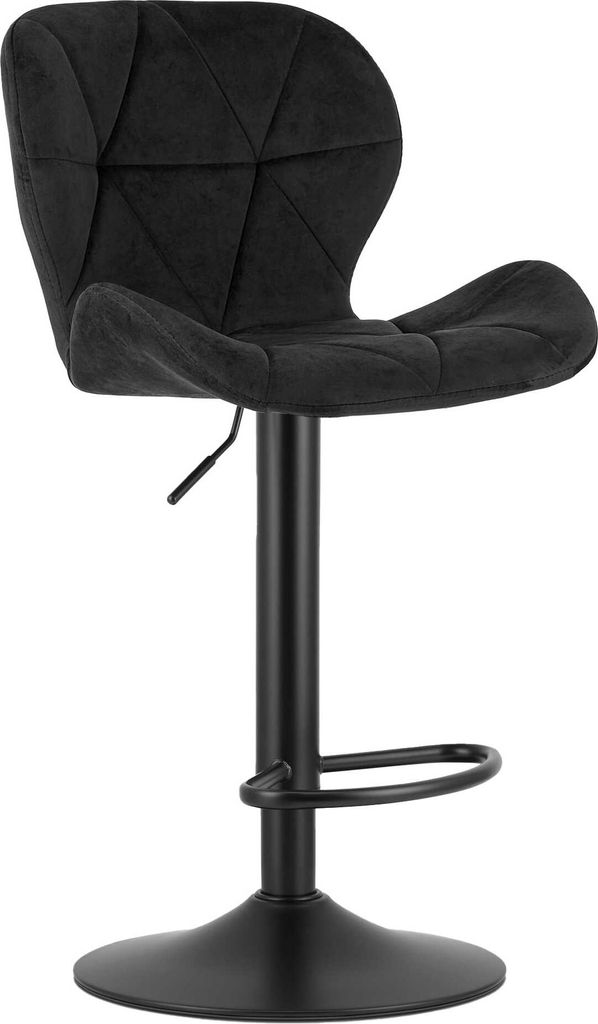 WEST Barhocker Hocker - schwarzer Samt / schwarzes Gestell