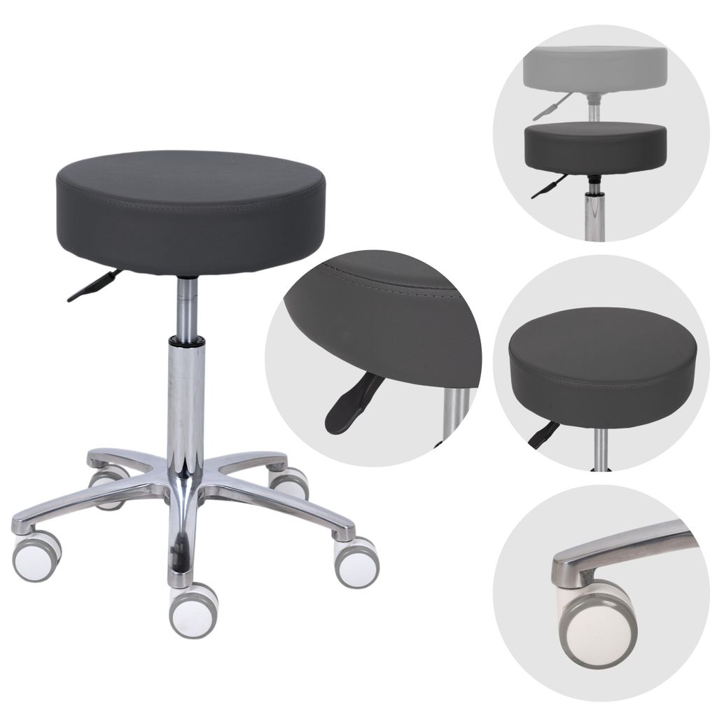 Habys Rollhocker Mobi | Höhenverstellbar, Arbeitshocker, Drehstuhl, Drehhocker, Kosmetikhocker, Praxishocker, Bürohocker | Grau