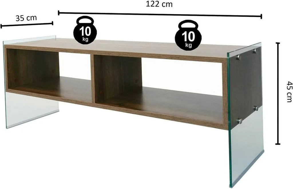Banc TV en Noyer Marron 120 cm Winifred - Buffet Bas Multimédia