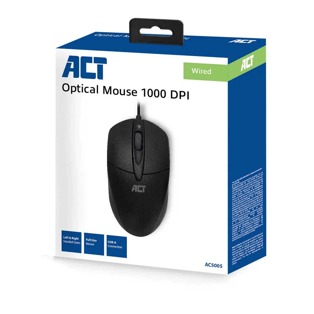 Souris filaire USB type optique ACT AC5005 précise et robuste pour PC