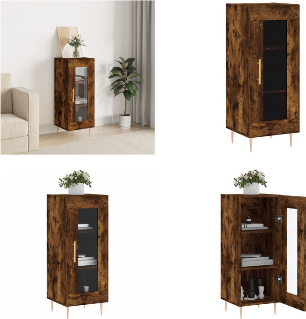 vidaXL Sideboard Räuchereiche 34,5x34x90 cm Holzwerkstoff - Sideboard - Sideboards - Schrank - Aufbewahrungsschrank