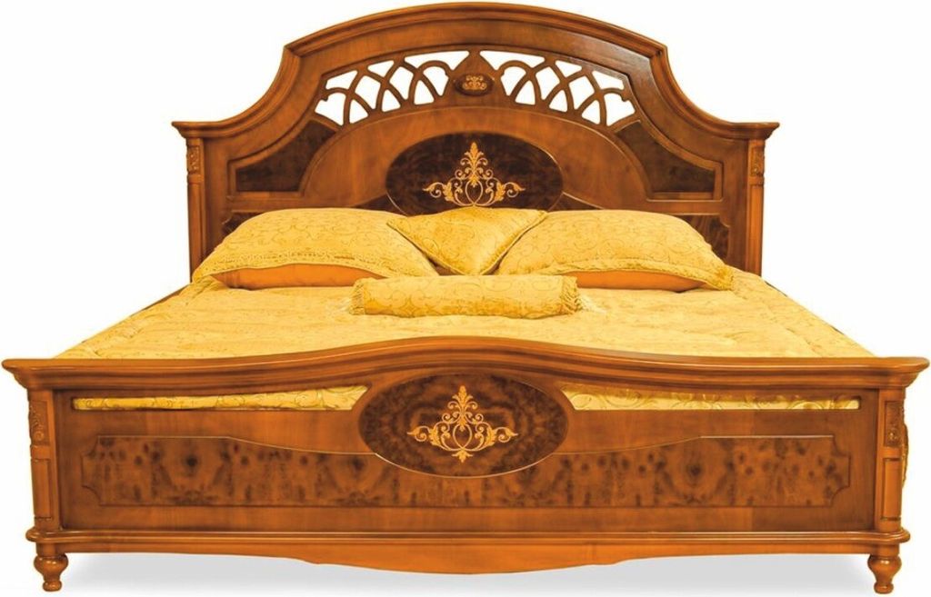Casa Padrino Luxus Barock Massivholz Doppelbett Braun / Dunkelbraun - Barock Schlafzimmer Möbel