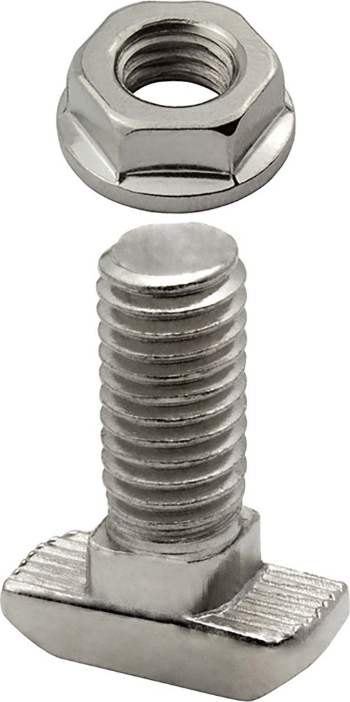 KLAK 40 - Hammerkopfschraube T-Schraube M8 20mm Nut 8 Aluprofil 40-er 1 Stück + Mutter