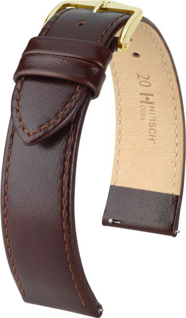 Hirsch Uhrenarmband Osiris M braun glänzend 16 mm
