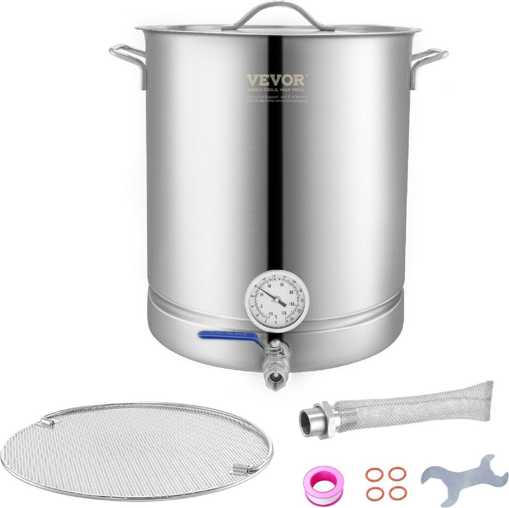 VEVOR Bierbraukessel Bierbrauanlage 60,56 L Bierbrauset Maischekessel 400 x 480 mm, Edelstahl Bierbrauanlagen mit doppelter Temperaturanzeige, Bier...