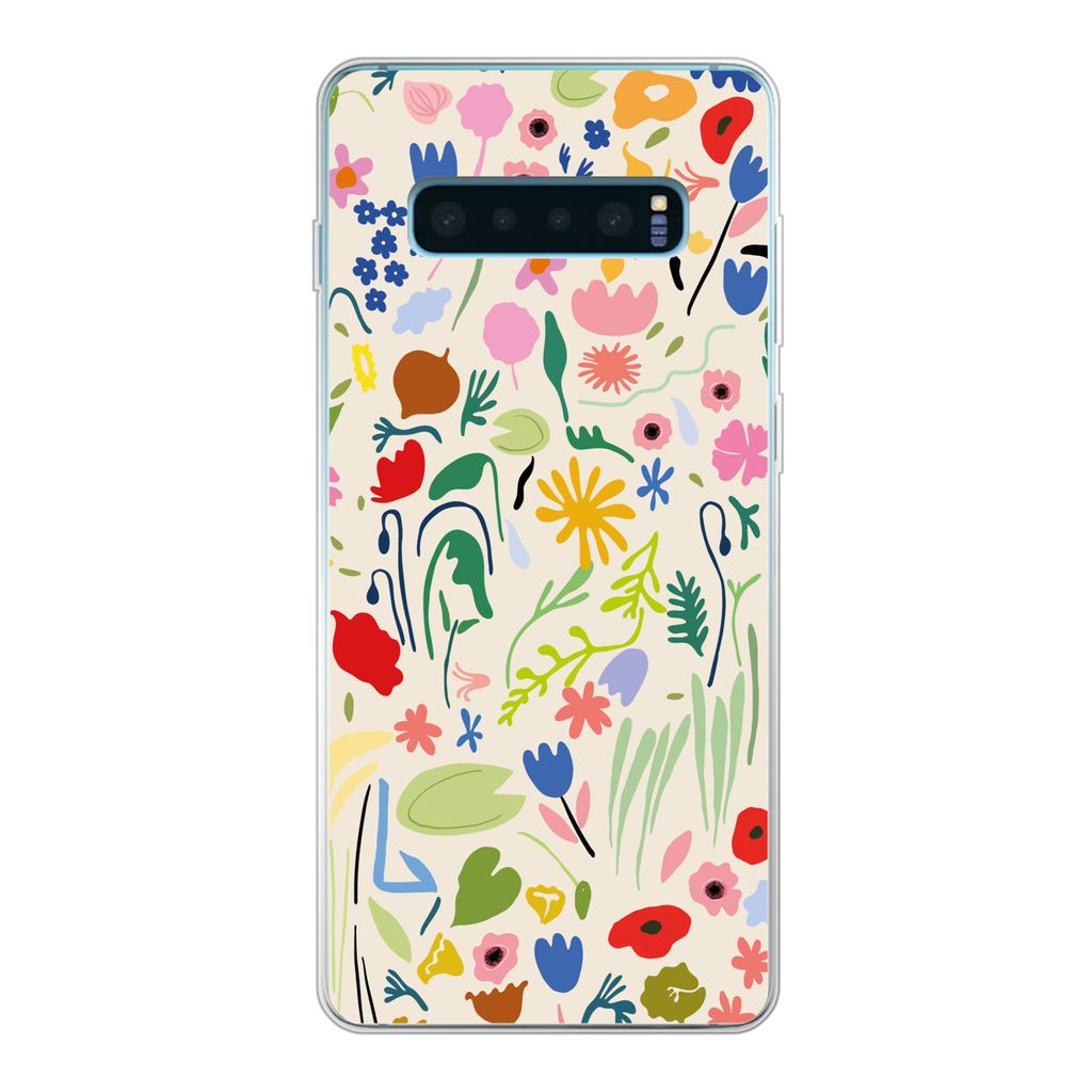 MuchoWow Handyhülle Schutzhülle Hülle für Samsung Galaxy S10 Lite Blumen - Muster - Pflanzen Silikon Softcase Handy Hülle - Schutz