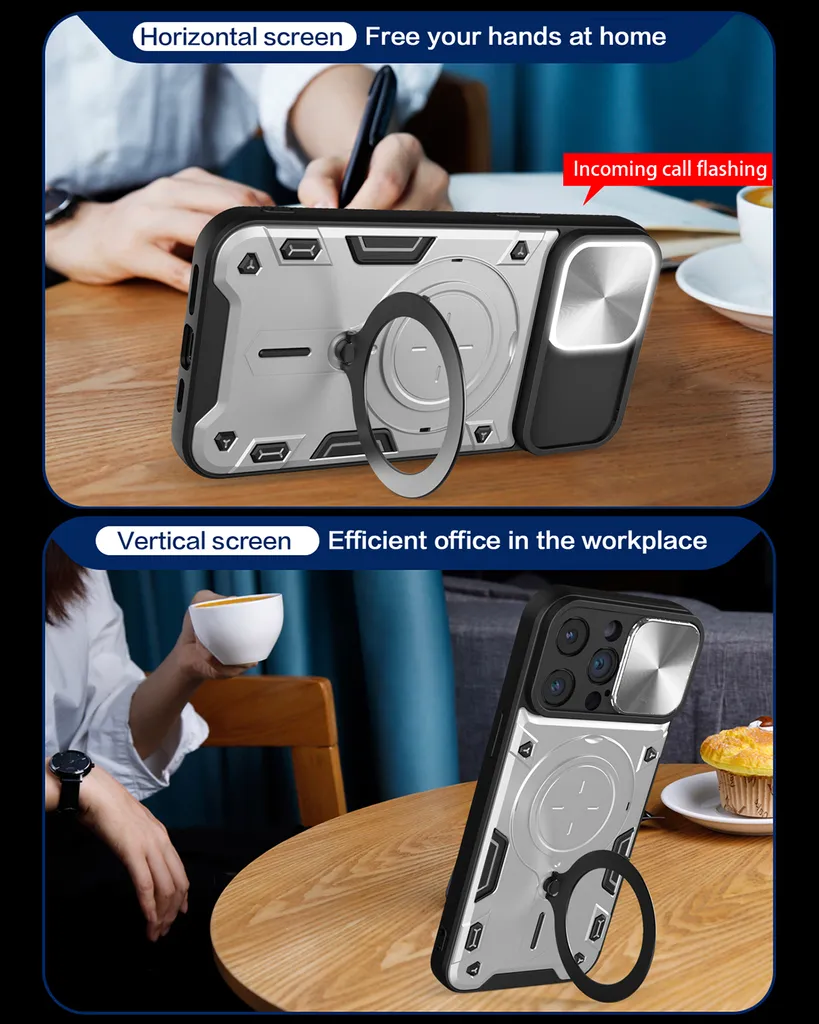 Custodia iPhone 13 Pro Max Argento Doppio Strato con Protezione Camera - 6