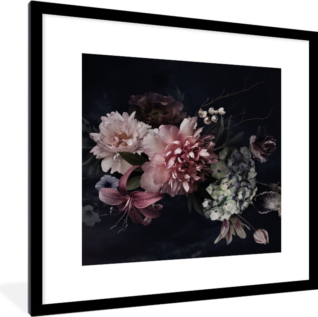 MuchoWow® Gerahmtes Poster Blumen - Vintage - Pastell - Produktbild 