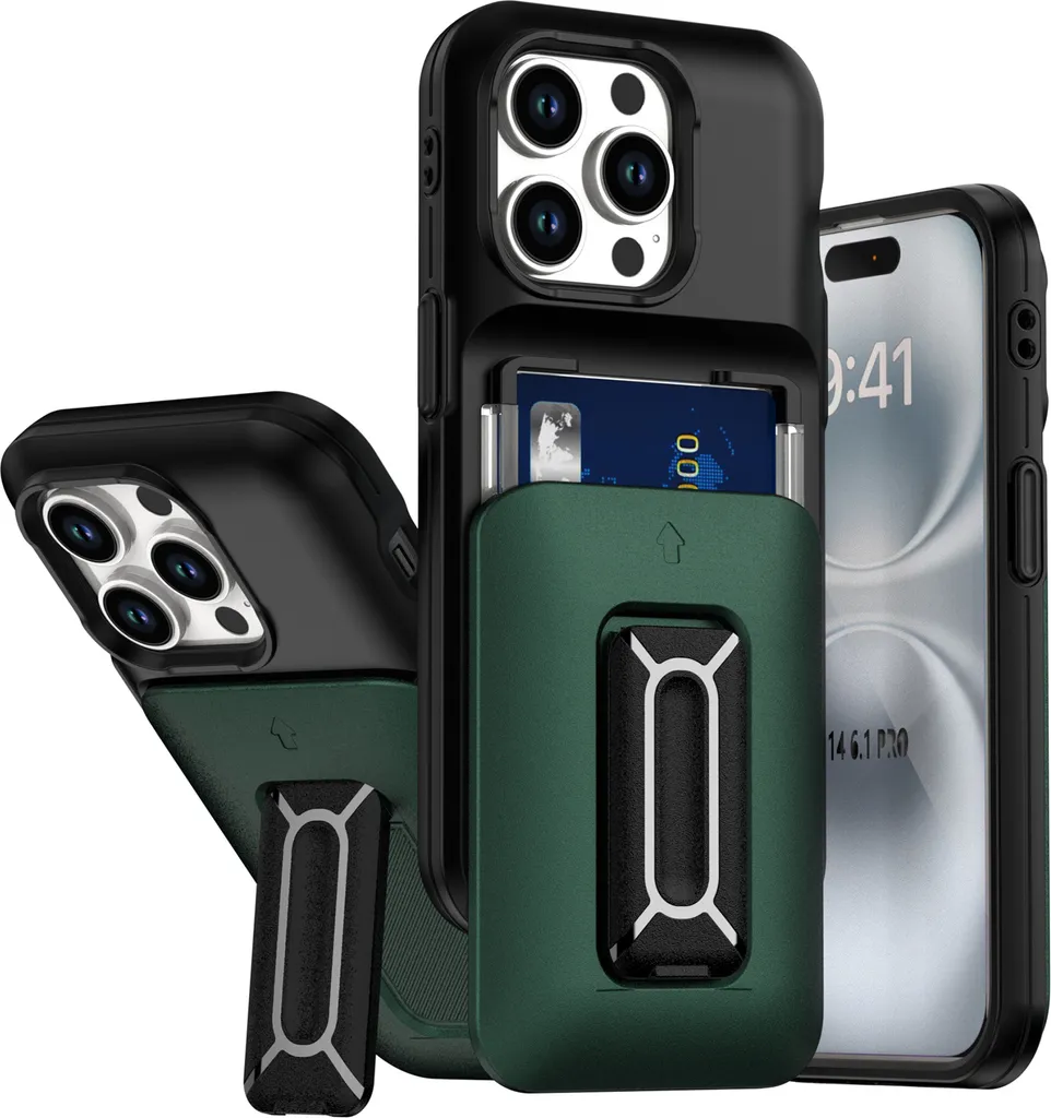 Custodia iPhone 13 Pro Verde: Portafoglio TPU per Viaggi e Outdoor
