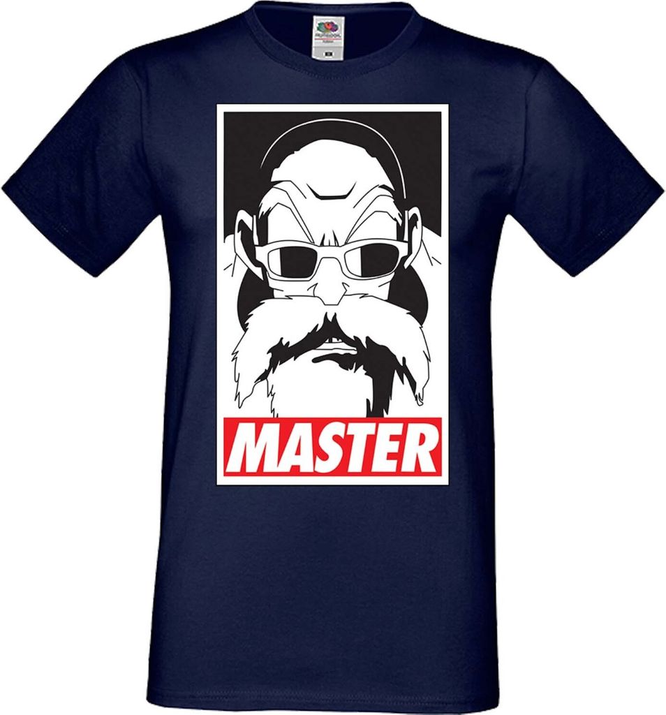 Herren T-Shirt Anime Manga Dragon Anime Manga Ball Z Master Roshi 01 Master Roshi, Man 2XL / Dunkelblau