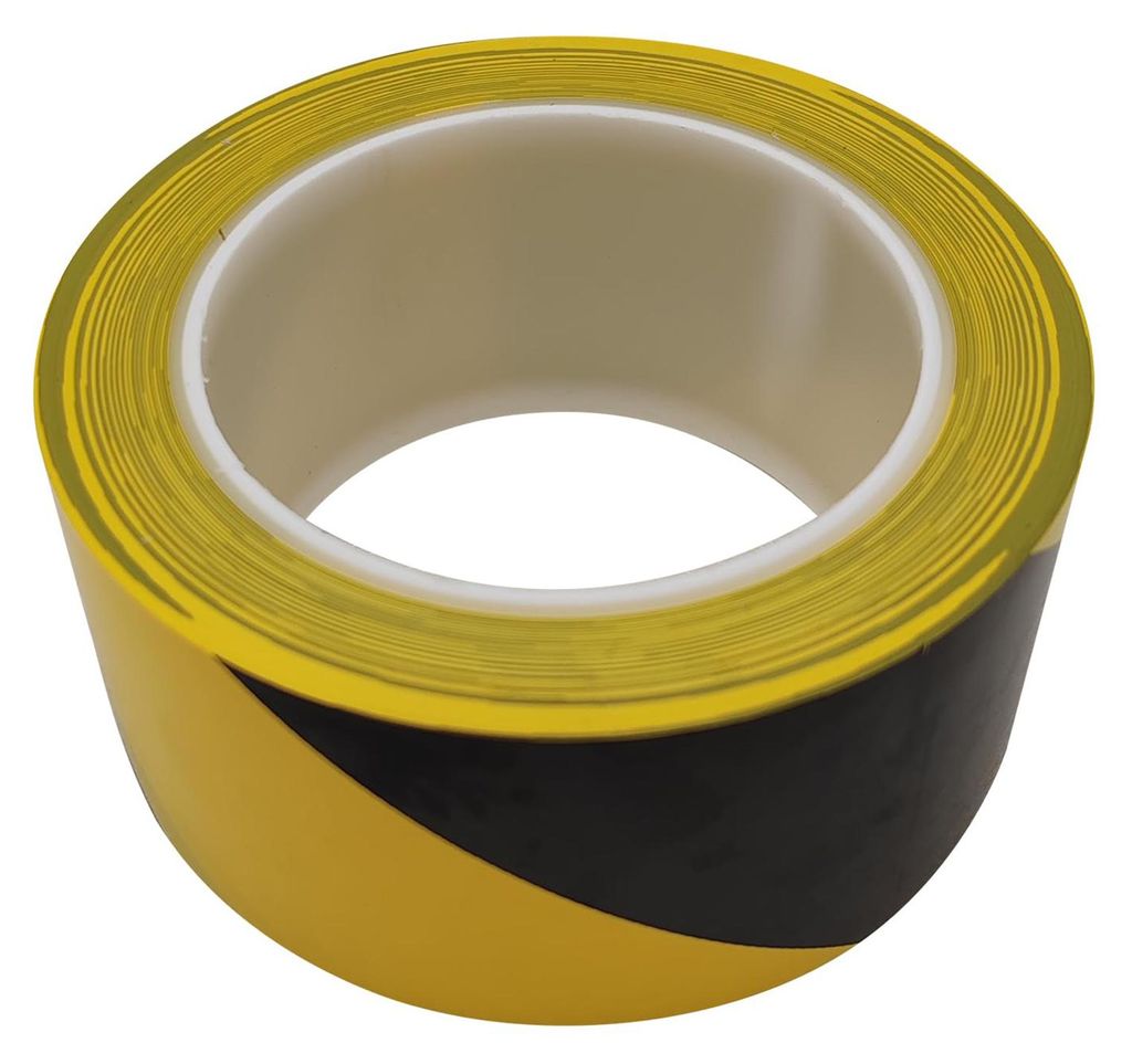 Gefahrenwarnband PVC 4,8 cm x 30 m, schwarz, gelb gestreift, Sicherheit für Wand- und Bodenrohre