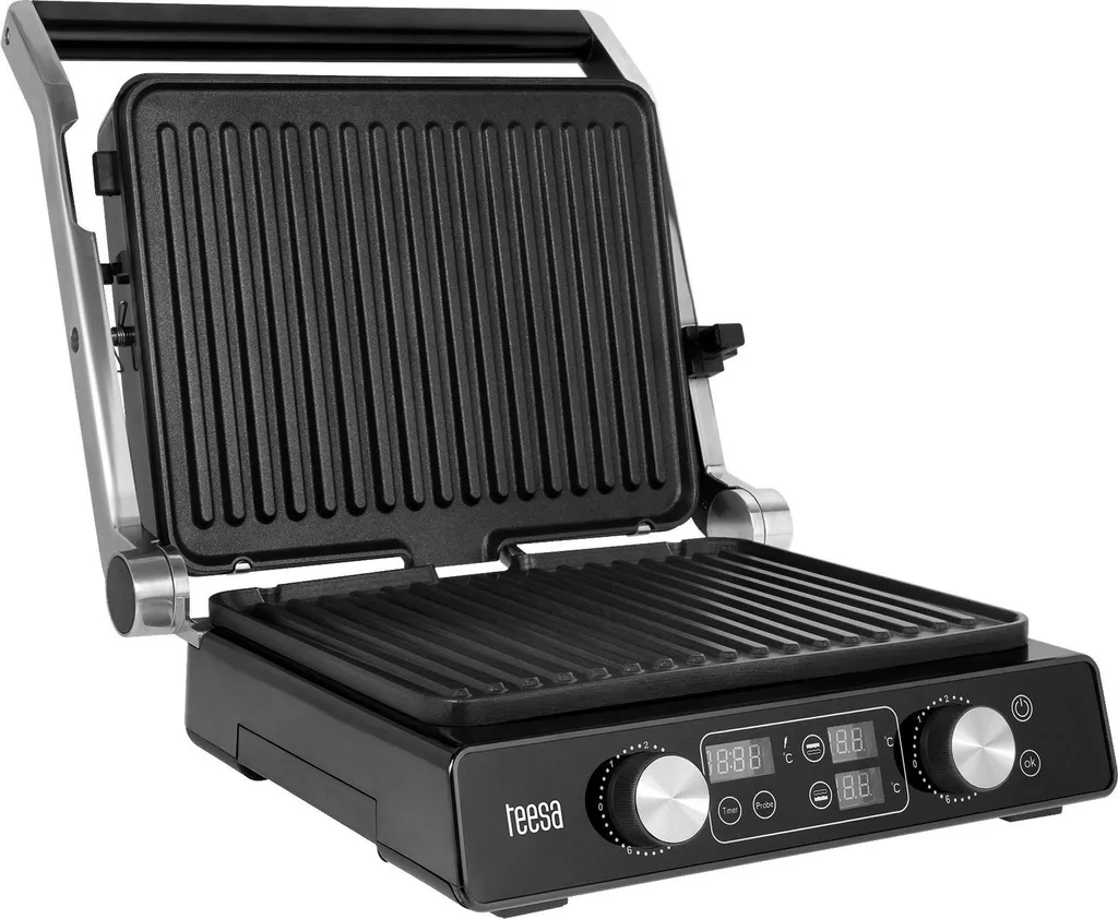 Gril de contact multifonction pour panini et viandes 2000W en Inox