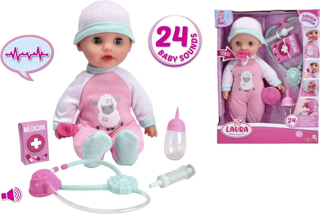 Poupée Laura interactive 30 cm avec fonctions sonores et kit de docteur
