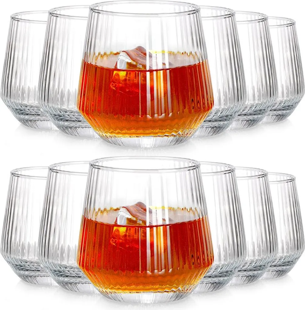12 Bicchieri Vilde 350ml Vetro Antiscivolo | Ideale Casa e Famiglia