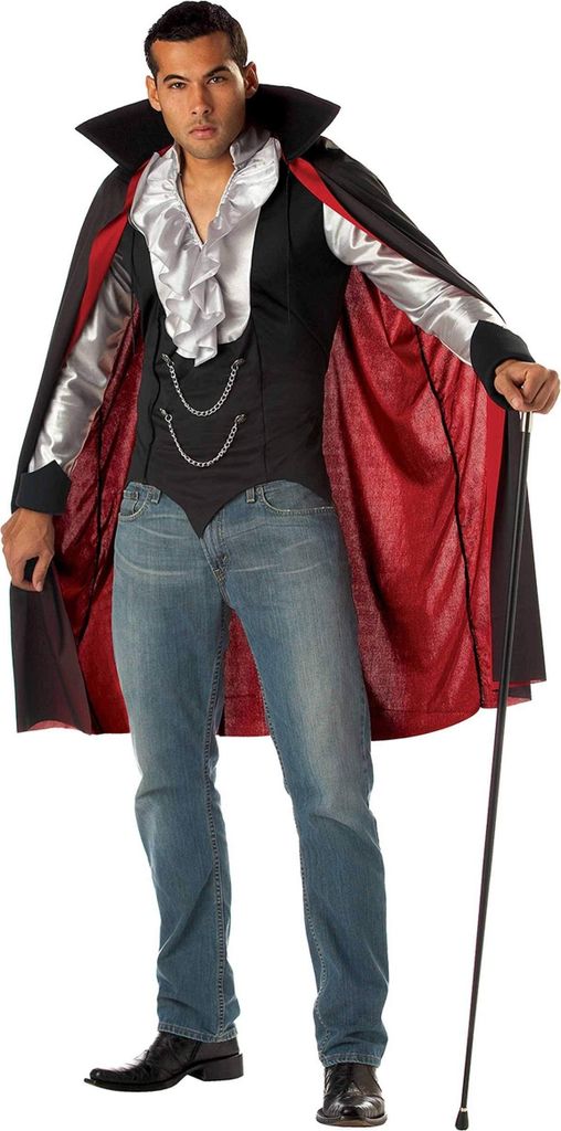 Gentleman Vampir-Herrenkostüm rot-schwarz-weiss - M