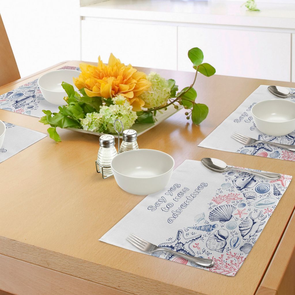 ABAKUHAUS Abenteuer Platzmatten, Underwater Marine Wildlife Thema Muscheln Korallen und Seesterne, Tiscjdeco aus Farbfesten Stoff für das Esszimme...