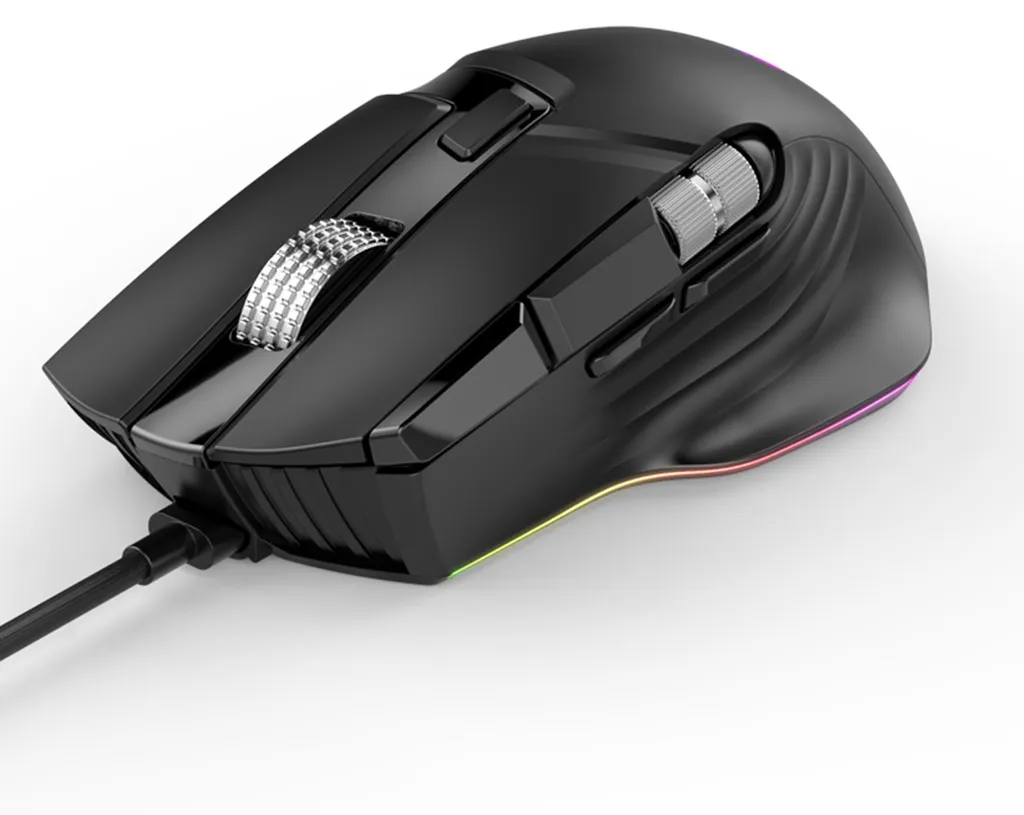 Souris de jeu filaire RGB programmable 12400 DPI avec double molette