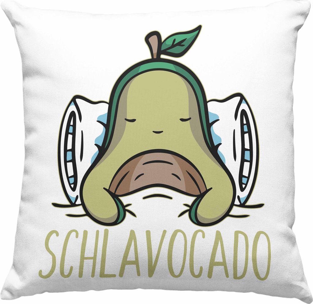 Trendation - Avocado Schlaf Deko-Kissen mit Füllung 40x40 Pyjama Geschenk Lustig Witzige Geschenkideen (Blau)