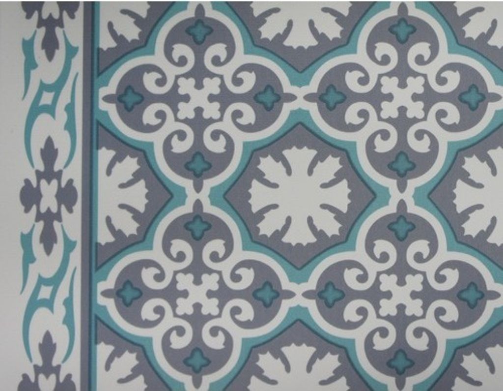 Bodenschutzmatte Vintage Floor Tile Runner türkis 65x100 cm Produktbild 
