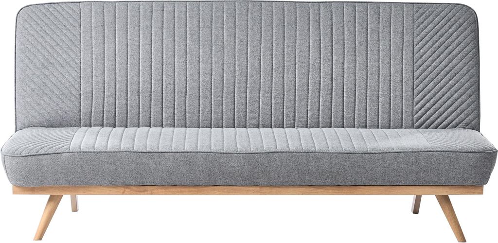 BELIANI 2-Sitzer Sofa Grau Stoffbezug Gesteppt Gestreift mit Schlaffunktion Hohe Metallbeine Modern Skandi Wohnzimmer Schlafsofa Sofabett