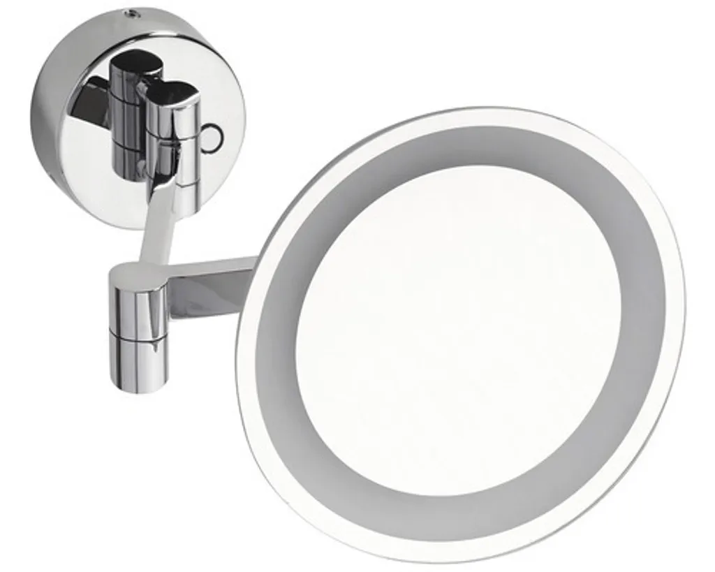 Miroir de maquillage LED mural double face chrome pour salle de bain