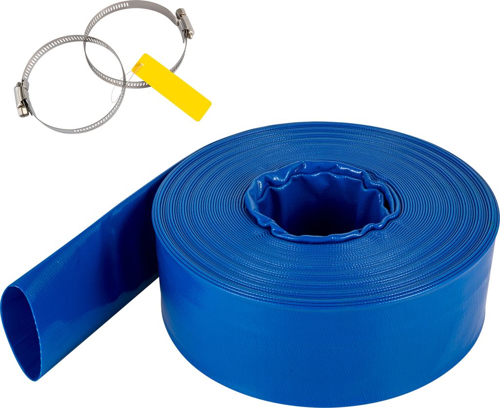 SucceBuy Ablaufschlauch, 3" x 105' PVC-Flachschlauch, robuster Rückspül-Ablaufschlauch mit Klemmen, wetterfest und platzsicher, ideal für Schwim...