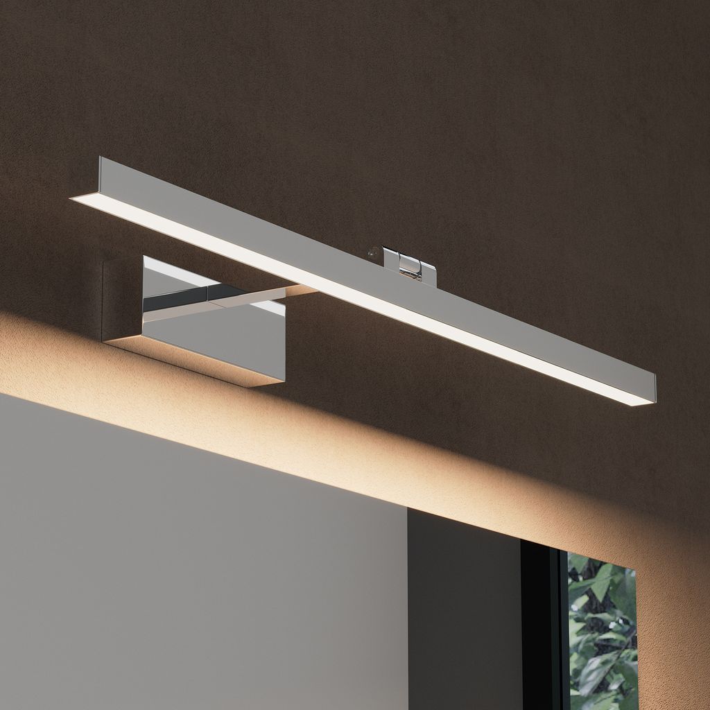 doporro LED Badezimmerleuchte Chrom 60cm - 14W Spiegellampe 4000K (Neutralweiß) - Stylische Wandleuchte für Badbeleuchtung Strahlenschön