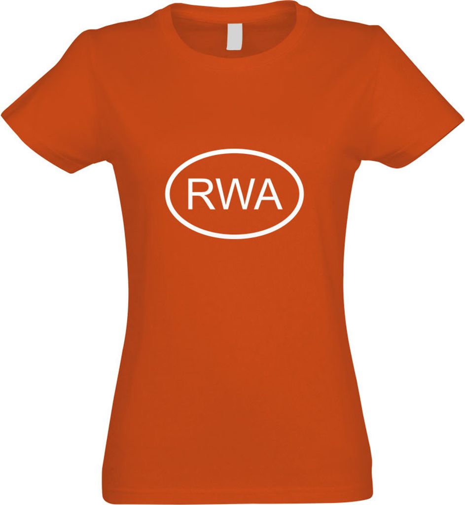 Kiwistar - T-Shirt tailliert - Damen - orange - Ruanda RWA - mit Motiv Bedruckt - Funshirt Design - Sport - Freizeit - Damen - XL