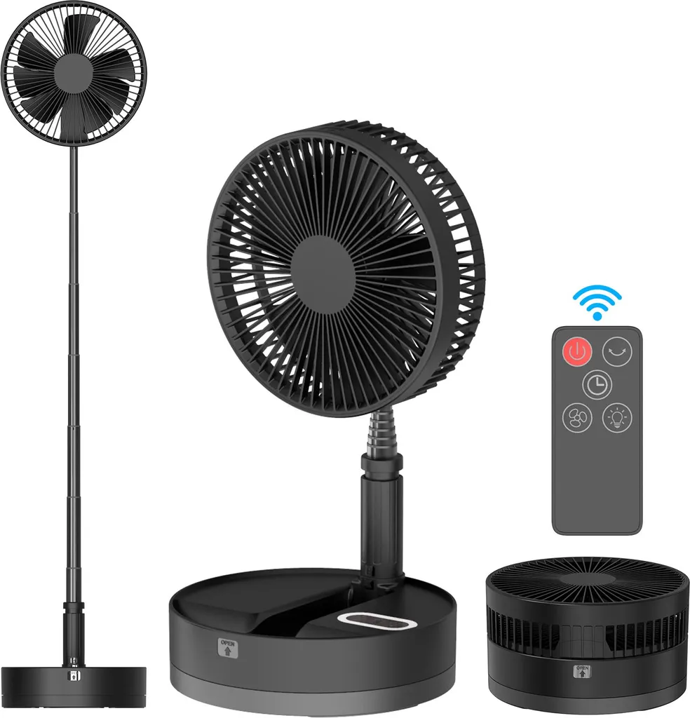 Ventilateur silencieux 4 vitesses avec batterie Type-C et veilleuse LED - 2