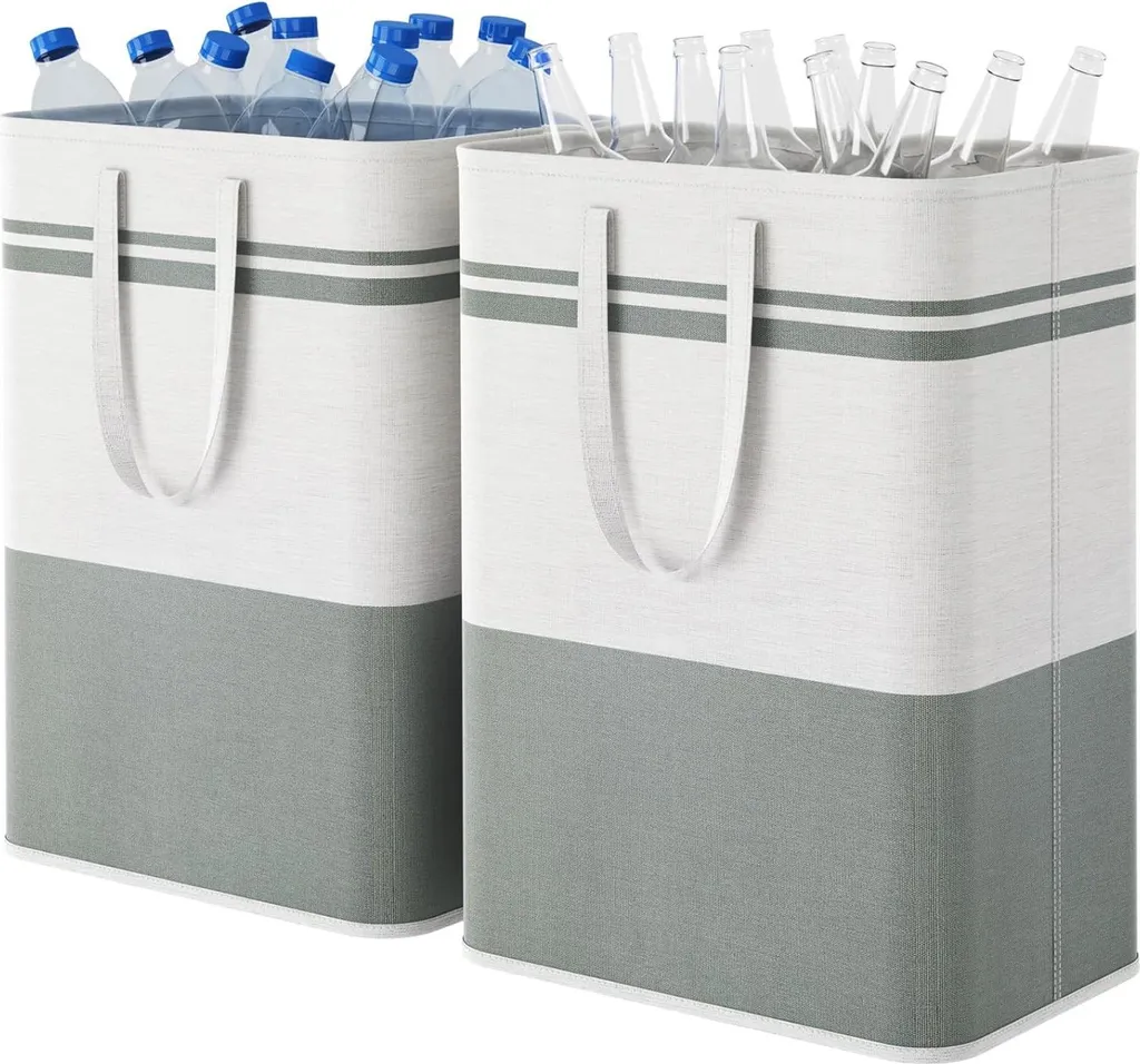 Panier à Linge en Tissu 80L Pliable : Grand Sac à Linge Sale Set de 2