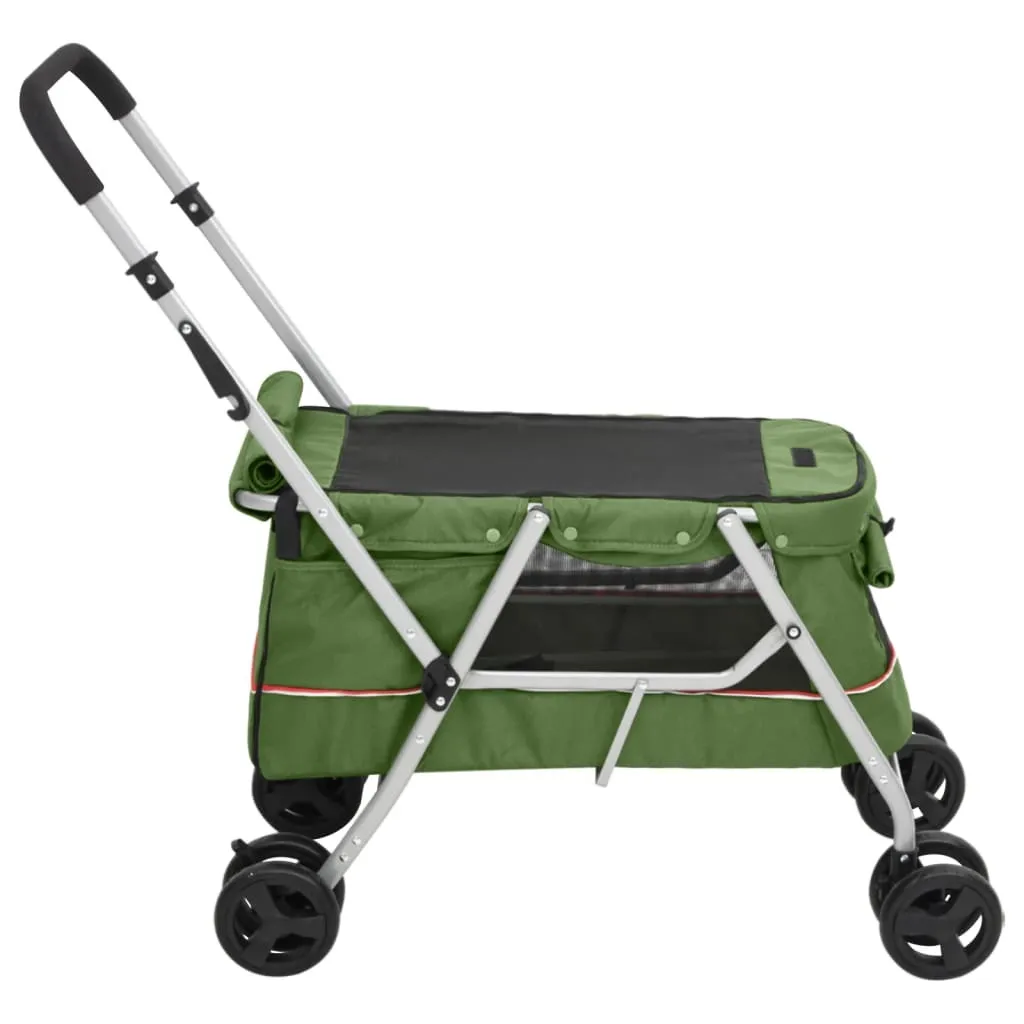 Chariot Chien Pliable Vert Toile 100x49x96 cm - Pliage Compact et Robuste
