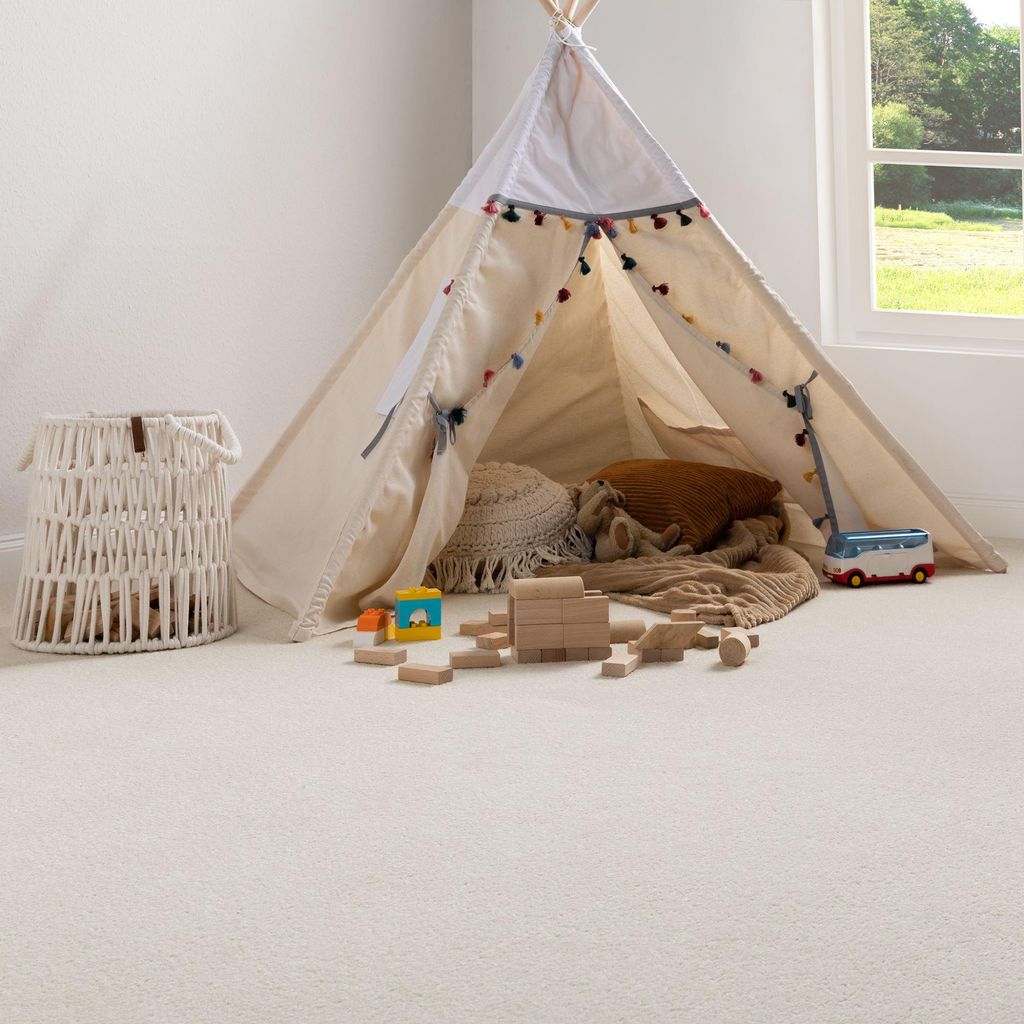 Steffensmeier Teppichboden Cambridge Young Meterware | Auslegware für Kinderzimmer Wohnzimmer Schlafzimmer | Creme, Größe: 100x1000 cm