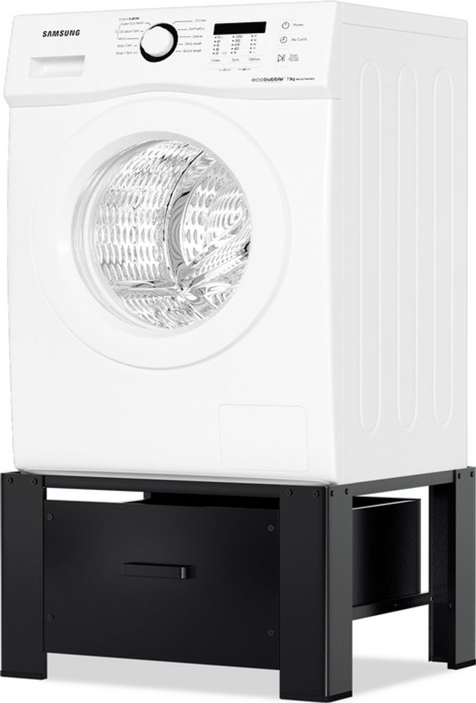 Aopunly Waschmaschinen-Untergestell mit Schublade Schwarz Waschmaschinen-Sockel aus Stahl bis 150kg