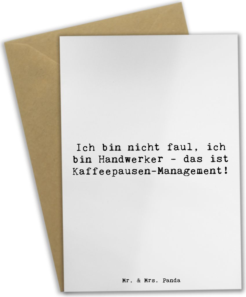 Mr. & Mrs. Panda valentinstagskarte Spruch Handwerker Pausen - Weiß - Geschenk, dankeskarten, Beruf, Berufsliebe, Geschenke, babykarte, mit Herz, ...