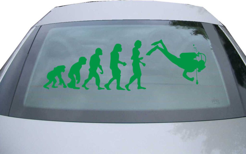 Indigos UG - Aufkleber Heckscheibe & Motorklappe DE7071 - grün - 600x189 mm - Evolution Taucher Schnorcheln - Auto Scheiben Fenster Heckklappe Tun...