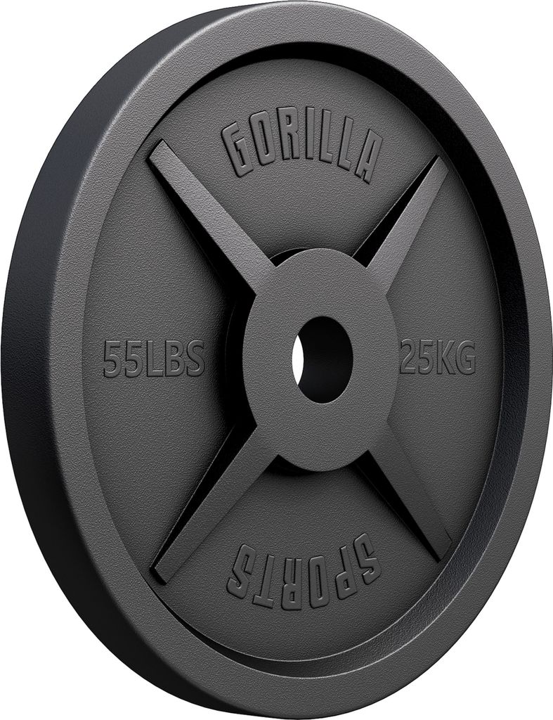 GORILLA SPORTS Olympia Hantelscheiben - 25kg Gewichte, 50mm Bohrung, Gusseisen - Gewichtsscheiben, Hantelscheiben-Set, Hanteln